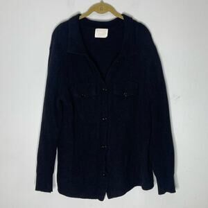 ALL : ROW Black Fuzzy Bucket Front Long Sleeve Jacket Cardigan Size M/L